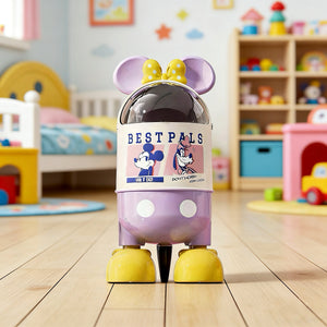 Cute Cartoon Trash Can with Lid – Stylish Large Capacity Home Waste Bin