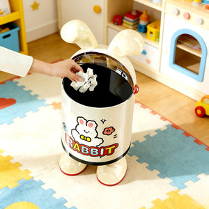 Fun Cartoon Flip-Top Trash Can – Large Capacity Bin for Kids & Home