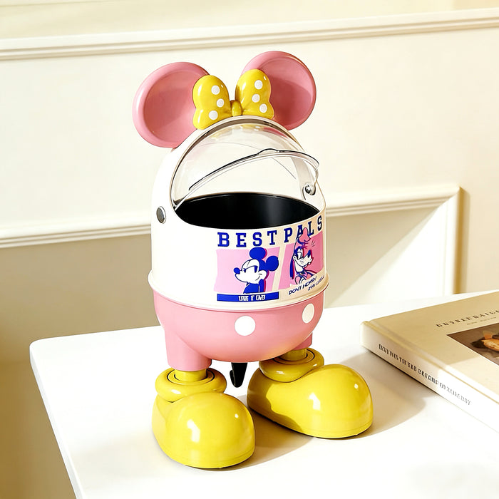 Cartoon Mini Desktop Trash Can – Cute Covered Waste Bin for Desk