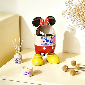 Cute Cartoon Desk Bin – Mini Covered Trash Can for Desktop